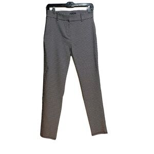 Chocolate Black and White Slim-Fit Trousers Size M. Stretch Fabric.